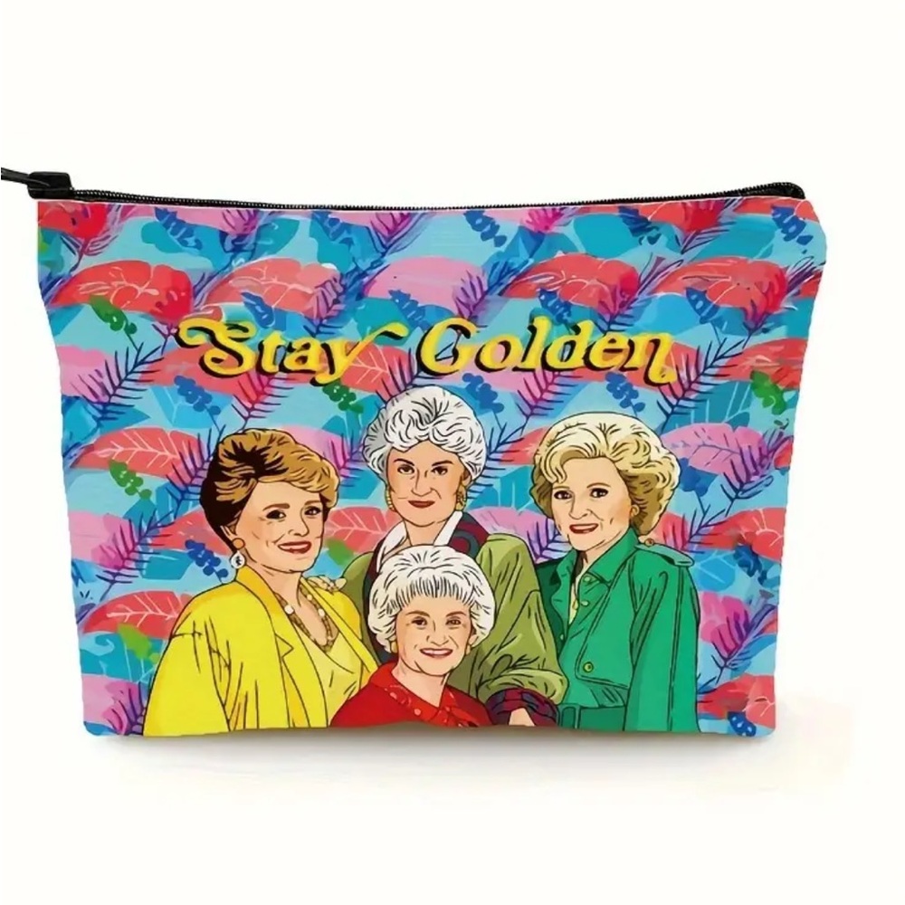 Stay Golden Print Makeup Cosmetic Bag